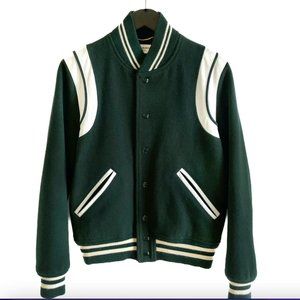 Men's Saint Laurent Green Varsity Bomber (Men's M/L)